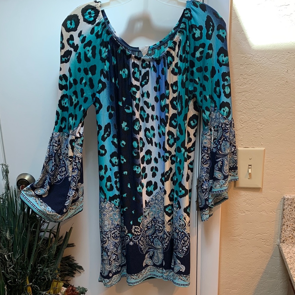 Leopard Print Boho Dress L